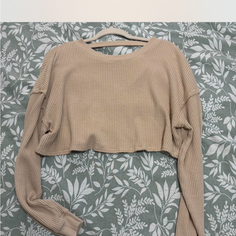 Tan Waffle Knit Crop Top